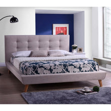 Load image into Gallery viewer, Queen size Modern Grey Linen Upholstered Platform Bed with Button Tufted Headboard