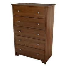 Load image into Gallery viewer, Medium Brown Cherry Finish 5-Drawer Bedroom Chest with Nickle Finish Knobs
