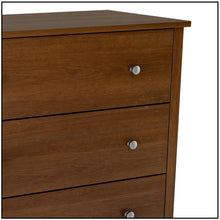 Load image into Gallery viewer, Medium Brown Cherry Finish 5-Drawer Bedroom Chest with Nickle Finish Knobs