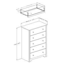 Load image into Gallery viewer, Medium Brown Cherry Finish 5-Drawer Bedroom Chest with Nickle Finish Knobs