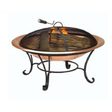 Load image into Gallery viewer, Large 35-inch Copper Bowl Fire Pit with Steel Stand and Cover