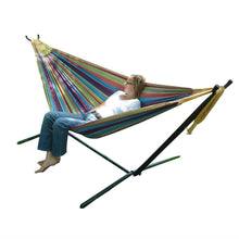 Load image into Gallery viewer, Tropical Fabric Double Hammock with 9-Foot Steel Stand