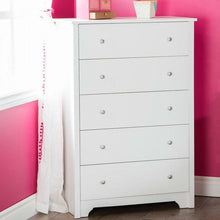Load image into Gallery viewer, Classic 5-Drawer Bedroom Chest of Drawers in White Wood Finish