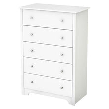Load image into Gallery viewer, Classic 5-Drawer Bedroom Chest of Drawers in White Wood Finish