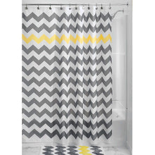 Load image into Gallery viewer, Grey Yellow White Chevron Zig Zag Stripe 72-inch Shower Curtain