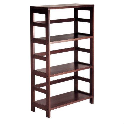 3-Shelf Wooden Shelving Unit Bookcase in Espresso Finish