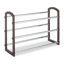 Load image into Gallery viewer, Expandable 3 Tier Shoe Rack in Faux Leather and Chrome