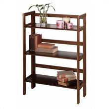 Load image into Gallery viewer, 3-Shelf Stackable Folding Bookcase in Distressed Walnut Finish