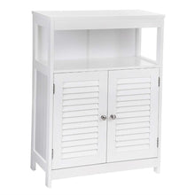 Load image into Gallery viewer, Bathroom Floor Cabinet with White Louver Doors and Storage Shelf