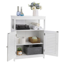 Load image into Gallery viewer, Bathroom Floor Cabinet with White Louver Doors and Storage Shelf