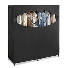 Load image into Gallery viewer, Metal Frame Black Fabric Wardrobe Clothes Closet Garment Rack