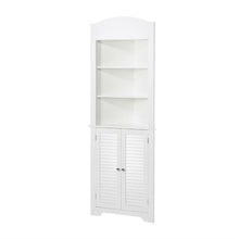 Load image into Gallery viewer, Bathroom Linen Tower Corner Storage Cabinet with 3 Open Shelves in White