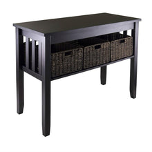 Load image into Gallery viewer, Espresso Wood Console Hall - Sofa Table w- 3 Foldable Baskets