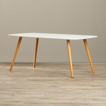 Load image into Gallery viewer, White Top Mid-Century Coffee Table with Solid Wood Legs