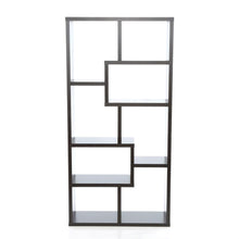 Load image into Gallery viewer, Modern 70-inch High Display Cabinet Bookcase in Dark Brown Cappuccino Wood Finish