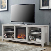 Load image into Gallery viewer, White Wash Wood 70-inch TV Stand Fireplace Space Heater