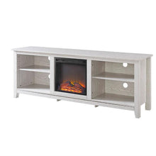 Load image into Gallery viewer, White Wash Wood 70-inch TV Stand Fireplace Space Heater