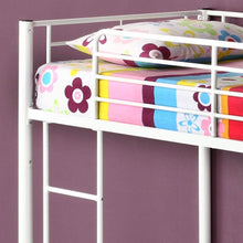Load image into Gallery viewer, Twin over Twin Sturdy Steel Metal Bunk Bed in White Finish