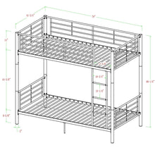 Load image into Gallery viewer, Twin over Twin Sturdy Steel Metal Bunk Bed in White Finish