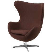 Load image into Gallery viewer, Brown Wool Fabric Upholstered Egg Shaped Modern Arm Chair