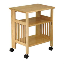 Load image into Gallery viewer, 3-Shelf Folding Wood Printer Stand Cart in Natural with Lockable Casters