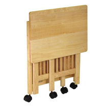 Load image into Gallery viewer, 3-Shelf Folding Wood Printer Stand Cart in Natural with Lockable Casters