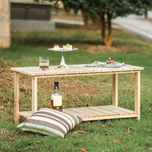 Load image into Gallery viewer, Outdoor Fir Wooden Patio Coffee Table in Natural Wood Color