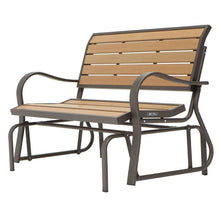 Load image into Gallery viewer, 4-Ft Weather-Resistant Outdoor Loveseat Glider Bench in Wood Grain