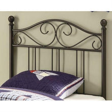 Load image into Gallery viewer, Twin size Metal Headboard with Scrolling Accents in Dark Brown