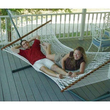 Load image into Gallery viewer, White Cotton Rope XL Hammock with 13-ft Black Metal Stand