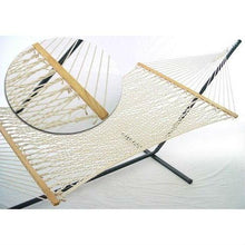 Load image into Gallery viewer, White Cotton Rope XL Hammock with 13-ft Black Metal Stand