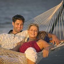 Load image into Gallery viewer, White Cotton Rope XL Hammock with 13-ft Black Metal Stand