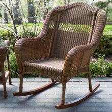 Load image into Gallery viewer, Indoor-Outdoor Patio Porch Walnut Resin Wicker Rocking Chair