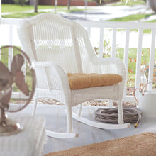 Load image into Gallery viewer, Indoor-Outdoor Patio Porch White Resin Wicker Rocking Chair