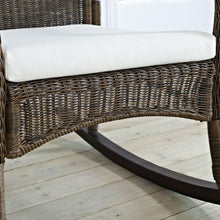 Load image into Gallery viewer, Indoor-Outdoor Patio Porch Mocha Wicker Rocking Chair with Beige Cushion