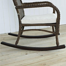 Load image into Gallery viewer, Indoor-Outdoor Patio Porch Mocha Wicker Rocking Chair with Beige Cushion