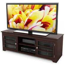 Load image into Gallery viewer, Dark Espresso TV Stand with Glass Doors - Fits up to 68-inch TV