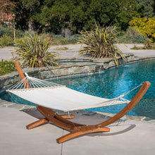 Load image into Gallery viewer, Freestanding 13-ft White Canvas Hammock with Wood Frame Stand