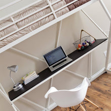 Load image into Gallery viewer, Modern Twin size Bunk Bed Loft with Desk in White Metal Finish