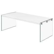 Load image into Gallery viewer, White Modern Rectangular Coffee Table with Tempered Glass Legs