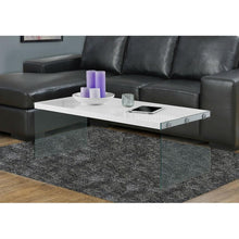 Load image into Gallery viewer, White Modern Rectangular Coffee Table with Tempered Glass Legs