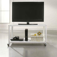 Load image into Gallery viewer, White Metal Modern TV Stand Cart with Bottom Storage Shelf