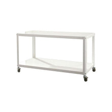 Load image into Gallery viewer, White Metal Modern TV Stand Cart with Bottom Storage Shelf