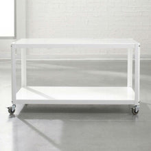 Load image into Gallery viewer, White Metal Modern TV Stand Cart with Bottom Storage Shelf