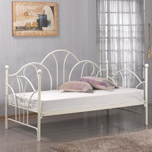 Load image into Gallery viewer, Twin Ivory Bed Frame Contemporary White Metal Daybed