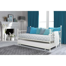 Load image into Gallery viewer, Twin size White Metal DayBed with Roll-out Trundle Bed