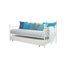 Load image into Gallery viewer, Twin size White Metal DayBed with Roll-out Trundle Bed