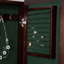 Load image into Gallery viewer, Wall Mounted Locking Jewelry Armoire Cabinet in Espresso Wood Finish