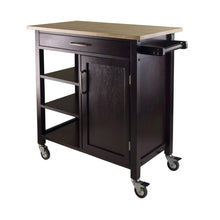 Load image into Gallery viewer, Natural Wood Top Mobile Kitchen Cart in Espresso Finish