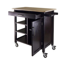 Load image into Gallery viewer, Natural Wood Top Mobile Kitchen Cart in Espresso Finish